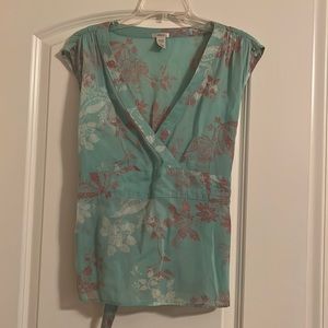 Baby Blue Floral Sheer Blouse